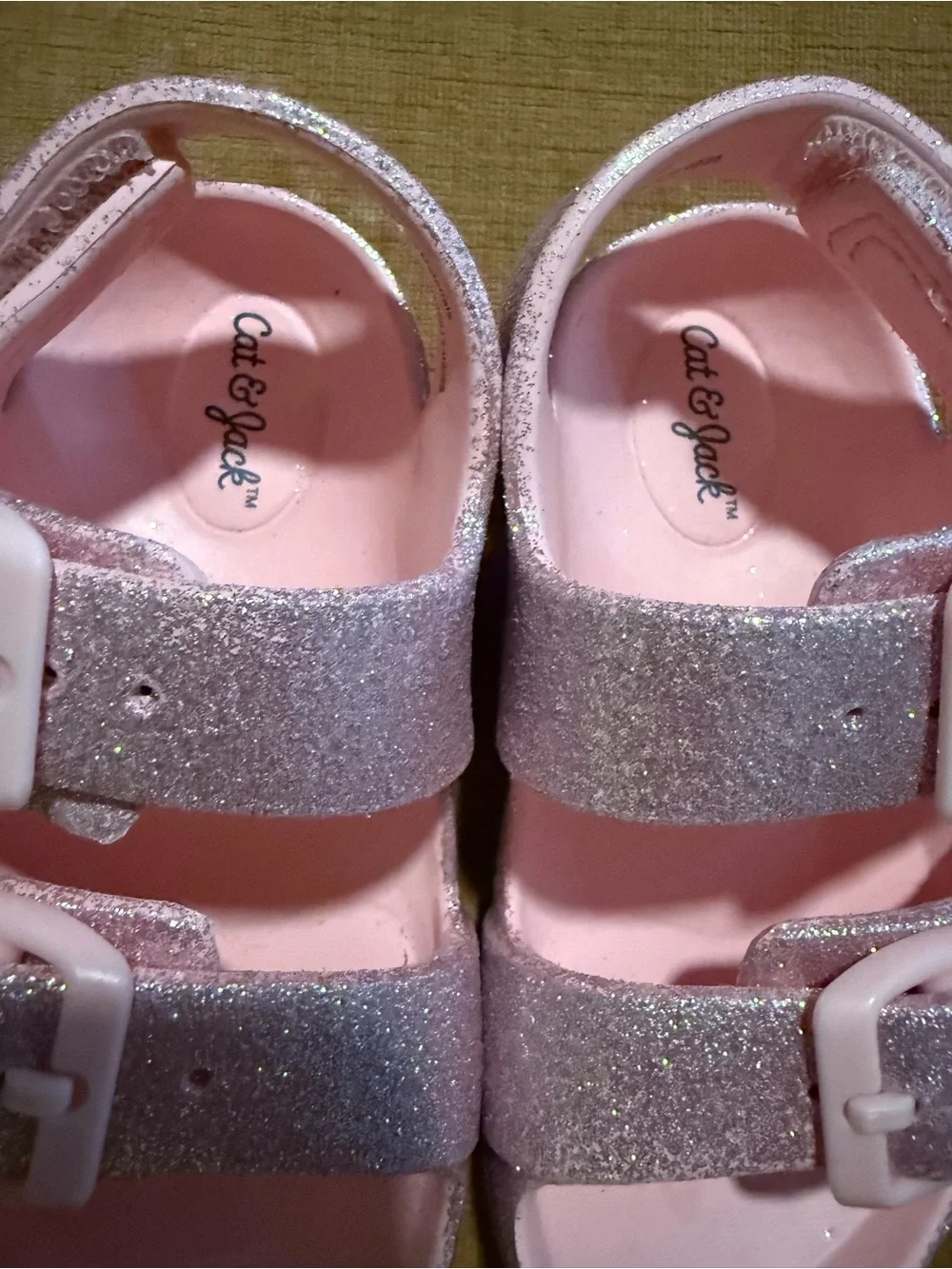 Cat & Jack Sparkle Pink Double Buckle Sandals